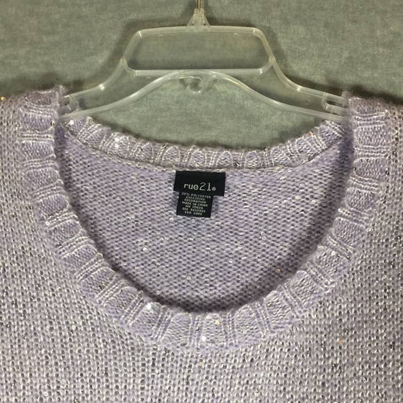 RUE 21 Wool Blend Holiday Ski Scoop Neck Machine Washable Sweater Tiny Sequins - Picture 3 of 15